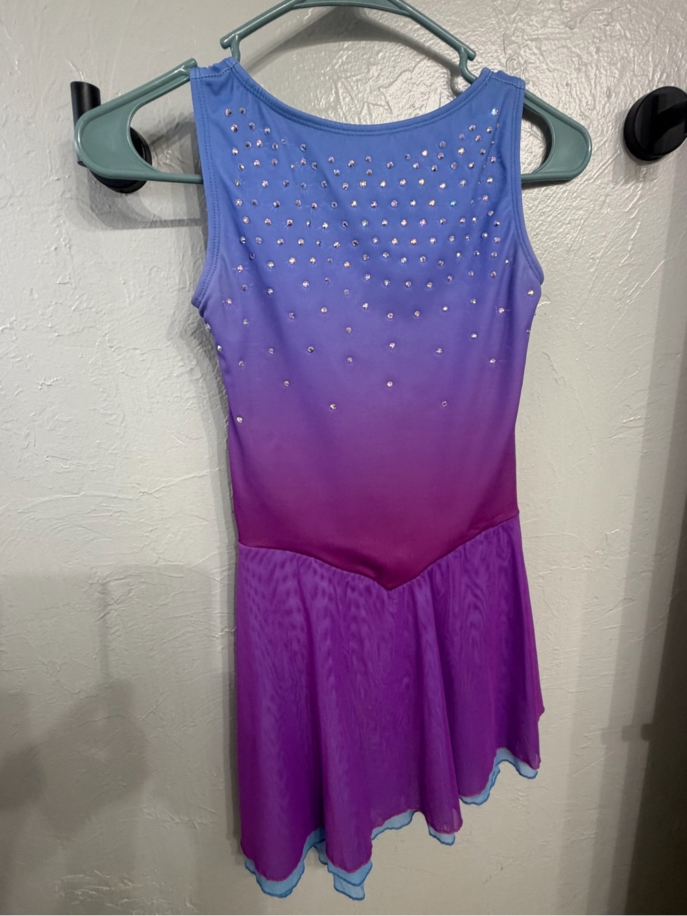 Girls Gradient Purple Rhinestone Dance Dress